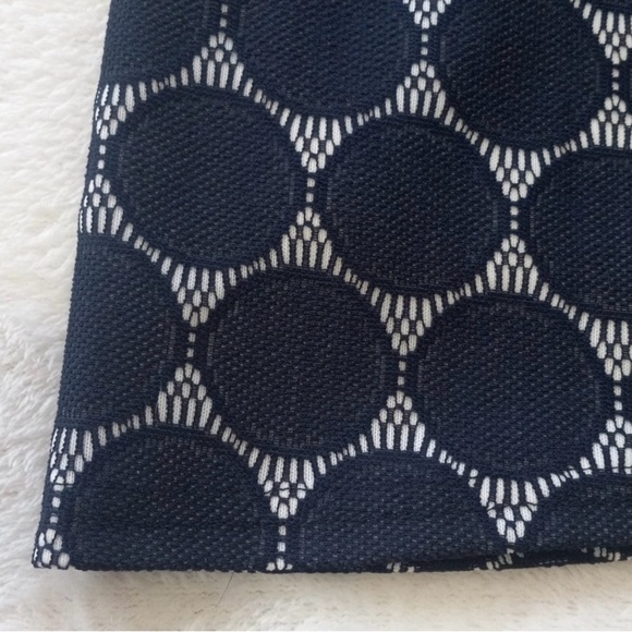 Renee C. Navy and White Circle Pattern A-Line Skirt - Picture 5 of 7